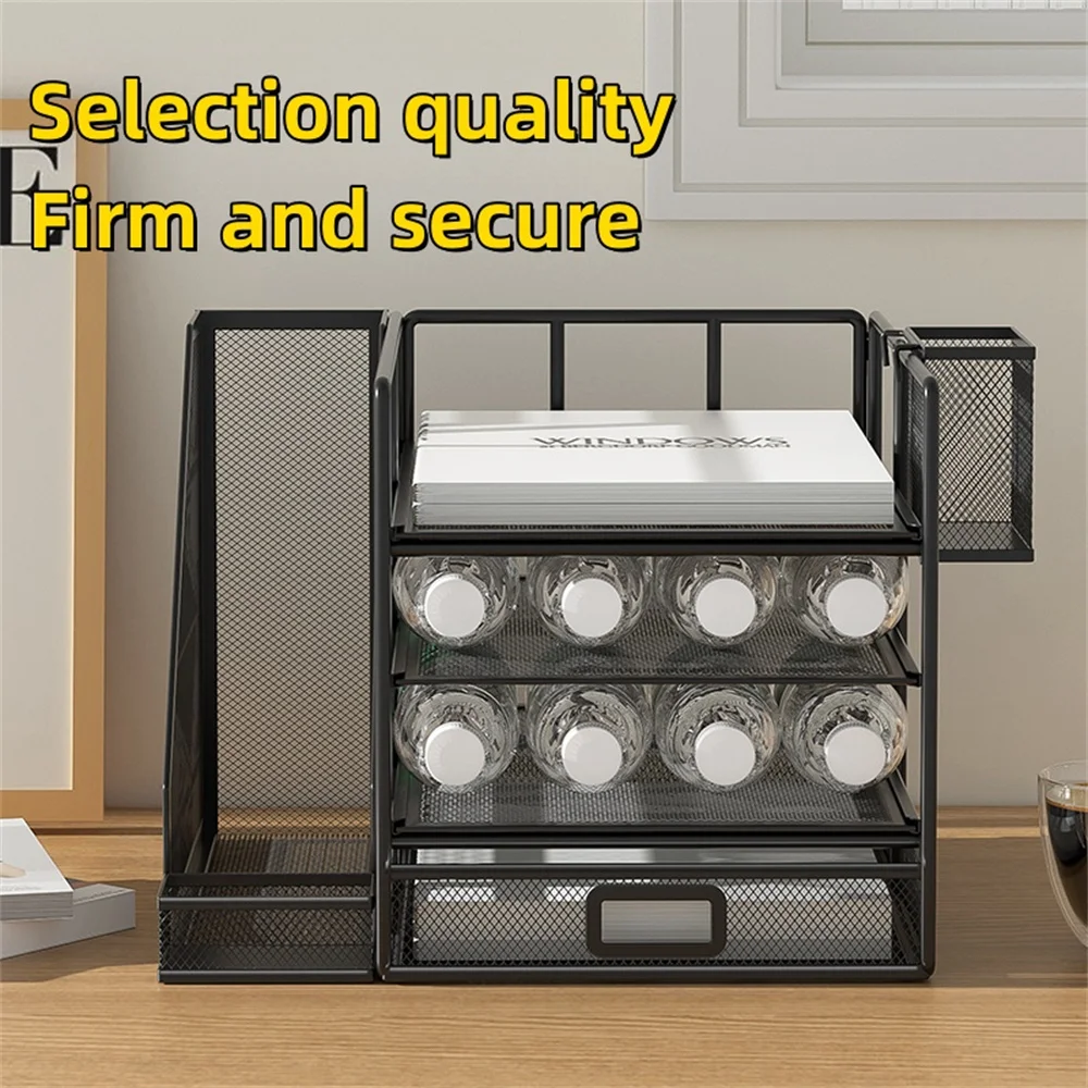 Desk Organizer File Holder 4-TIER Letter Tray Organizer Sliding Drawer 1 Pen Holder Metal Mesh Desktop file organizer desk mail organizer pen holder organizer