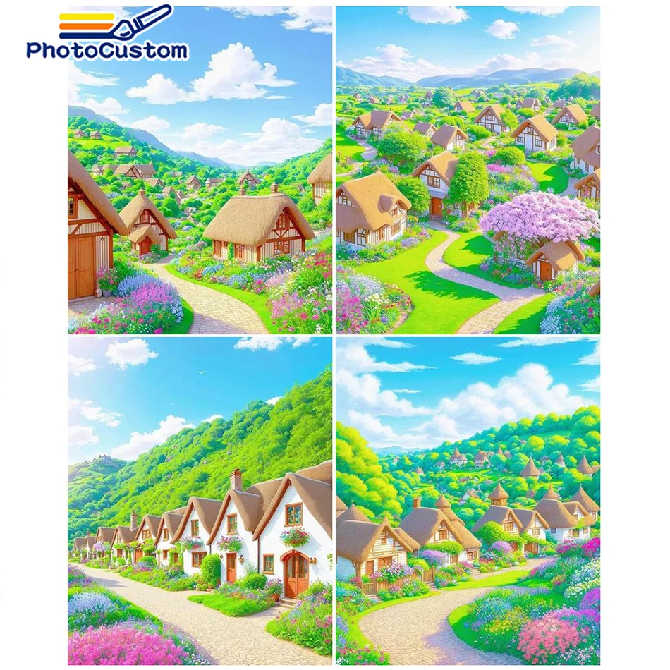 

PhotoCustom 60X75cm Oil Painting By Numbers Landscape DIY Paint By Numbers On Canvas Home Decor Frameless Digital Painting