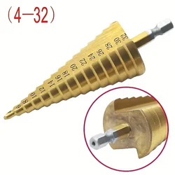High - Speed Steel Titanium Coated Step Drill Bit - Hexagonal (4 - 32MM)