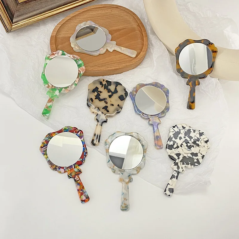 

Korean Makeup Mirror Elegant Makeup Mirror Hand Held Vanity Mirror Retro 2023 New Fashion Makeup Mirror Japanese Cosmetic Mirror