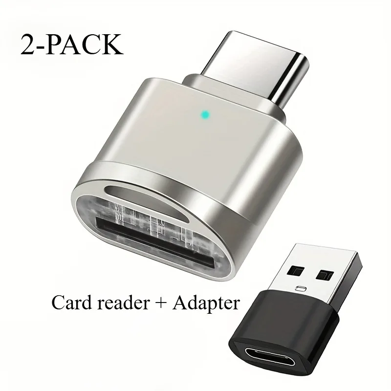 2팩 USB C TF 카드 리더 및 USB C-USB A 어댑터, 아이폰16 15 갤럭시용 타입 C TF 메모리 카드 리더 USB OTG 카드 리더
