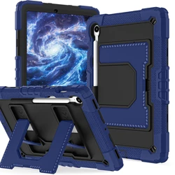 Shockproof Rugged Silicone Tablet Cover with 360° Rotating Stand Handle - Tab A11 8.7inch 2025 (NavyBlueBlack)