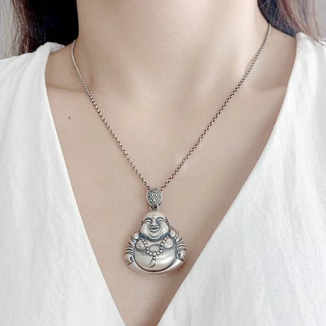 JewelryVolt Womens Adjustable Black String Necklace w/Buddha Pendant Design