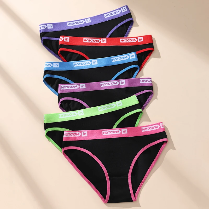 6Pcs/Set Women Cotton Panties Soft Underpants Sexy Black Underwear Girls Briefs Breathable Stretch Panty Female Lingerie XS-L