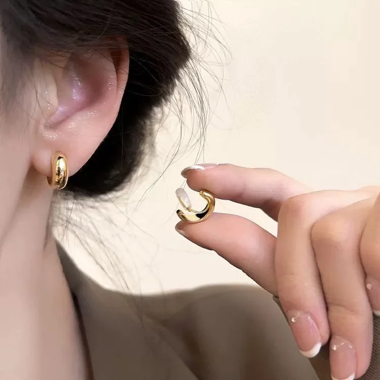 C Shape Metal Clip on Earrings Non Pierced for Women ear clip earrings clip earrings ear clip