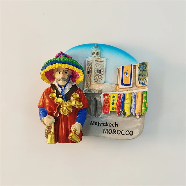 Magnete Frigorifero 3D Agadir Marocco - Souvenir Artigianale In Resina, 6x7 Cm