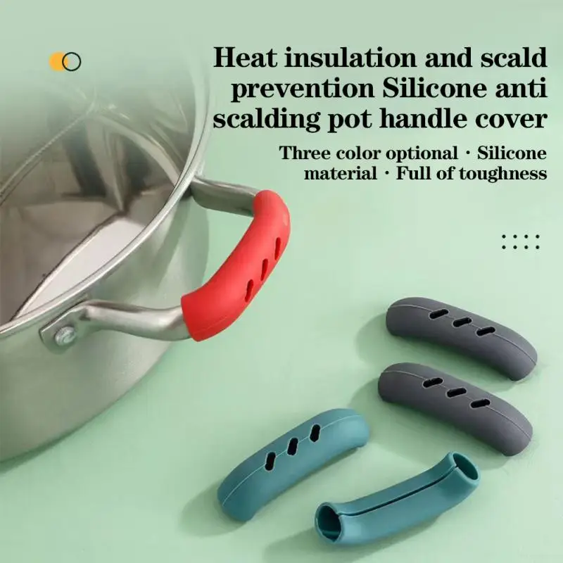 2PCS Silicone Pan Handle Cover Heat Insulation Covers Non-slip Steamer Casserole Pan Handle Holder Handles Gri Kitchen Gadgets pot handle grip pad