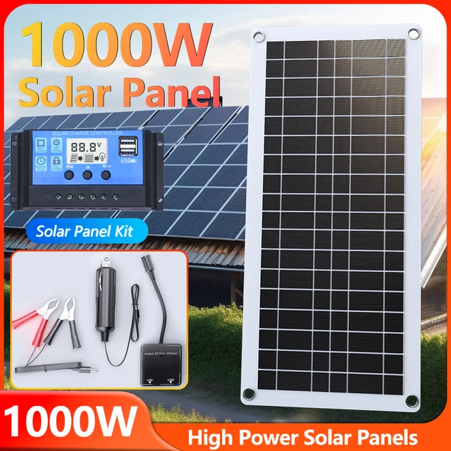 1000W Solar Panel 12V Solar Cell 100A Controller Solar Plate Kit For Phone RV Car Caravan Home Camping Outdoor Battery 1
