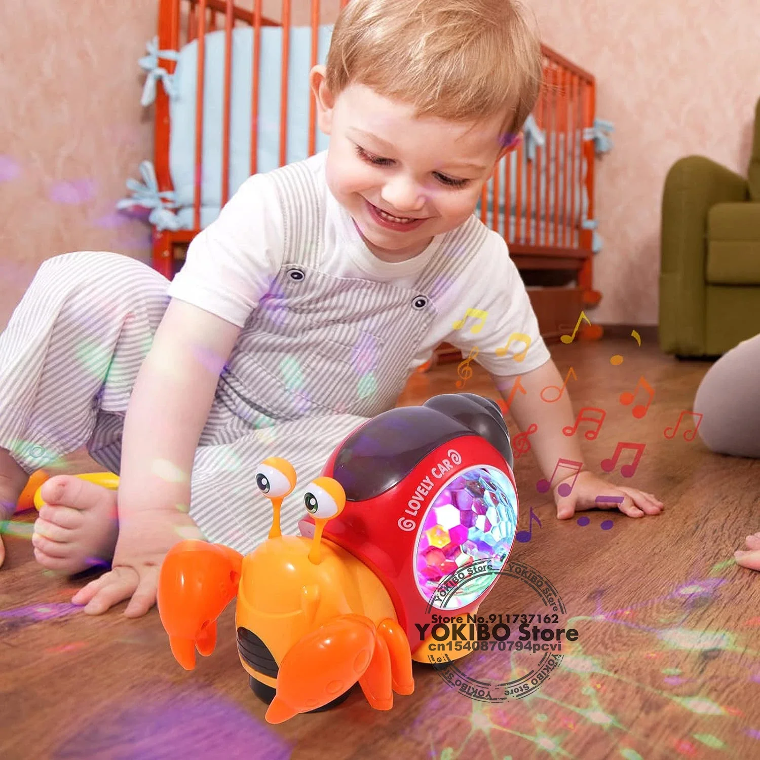 thumbnail image 3 of Juguetes para bebés con forma de cangrejo gateando y luces LED, juguetes musicales interactivos para bebés, juguetes para gatear que bailan, juguetes para niños pequeños en movimiento de 0 a 12 años, 3 of 5