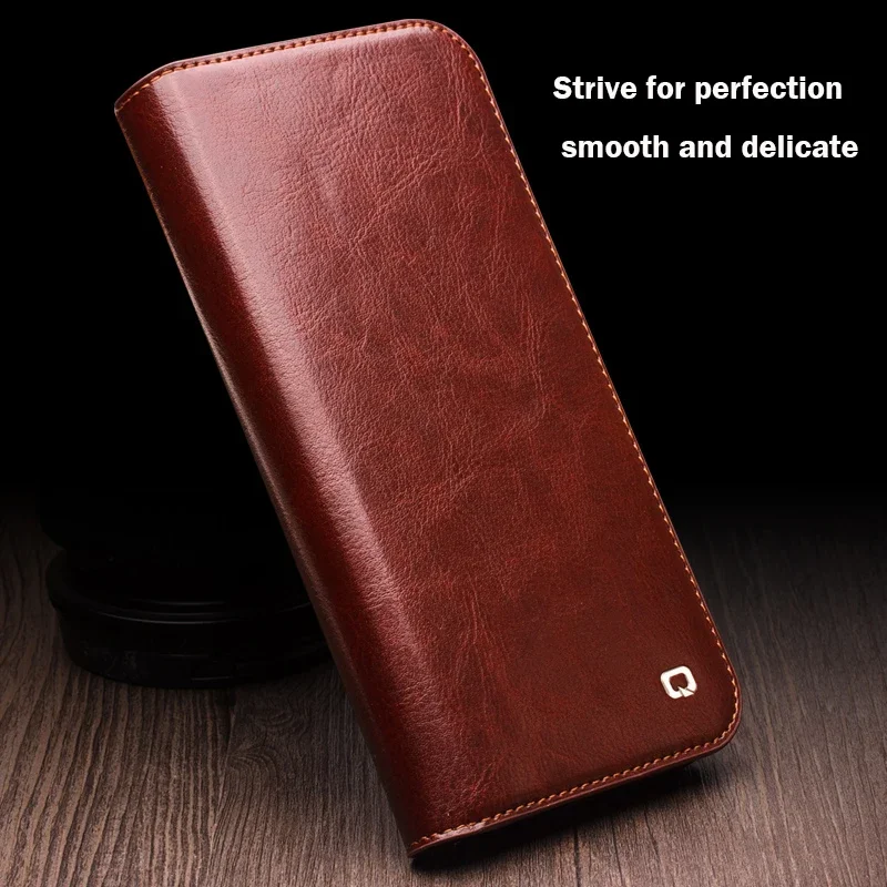 QIALINO Luxury Thin Case for iPhone15 14 13 12 11 Pro Max Mini Genuine Leather Fashion Cover for XR XS Max 7 8 14 Plus Card Slot 3