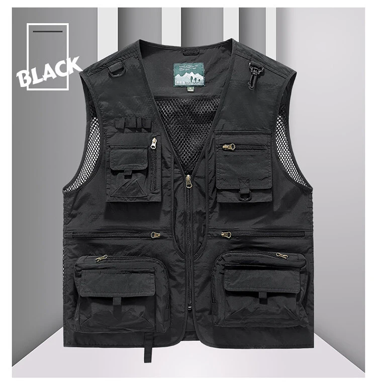 YGTOF 14 Pockets Men Summer Hot Sale US Tactical Multi-pocket Mesh Outdoor Vest Men Photography Camping Fishing Safari Tool Waistcoat_voghion.com