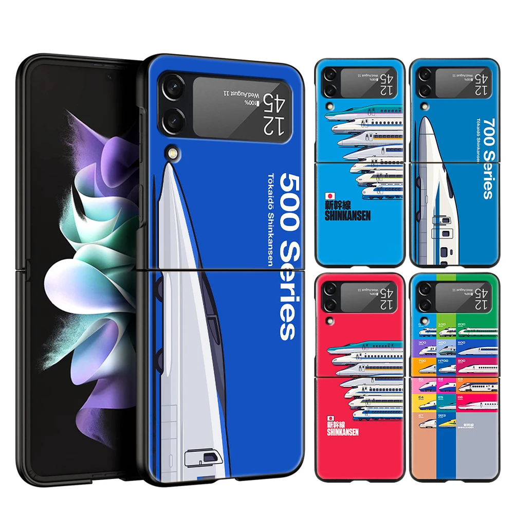 Harte PC-Handyhülle für Samsung Galaxy Z Flip 6/5/4, schwarze Abdeckung für Galaxy Z Flip 3, faltbare Hülle, Bullet Train Series Shinkansen