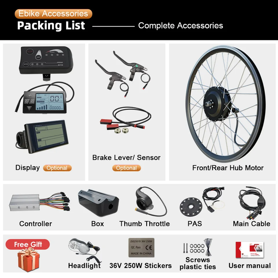 Kit de conversion pour vélo électrique 1000W, moteur de moyeu pour roue avant 26 48V