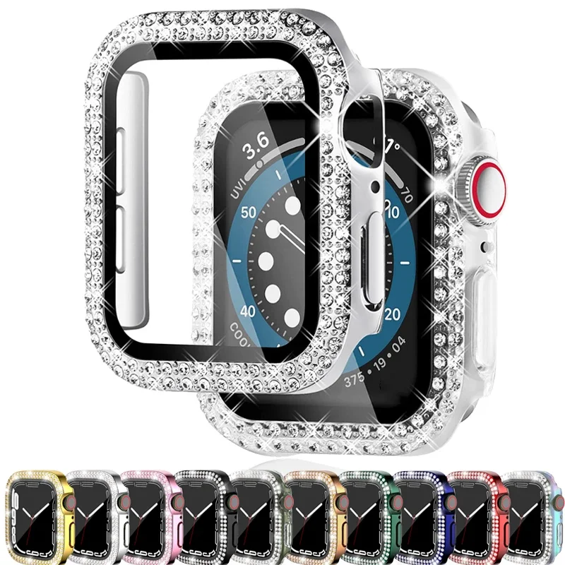 

Diamond Cover for Apple Watch 45mm 41mm Case 42mm 38mm PC Bumper Protector for Iwatch Serie 8 7 6 5 4 3 Se 40mm 44mm Accessories