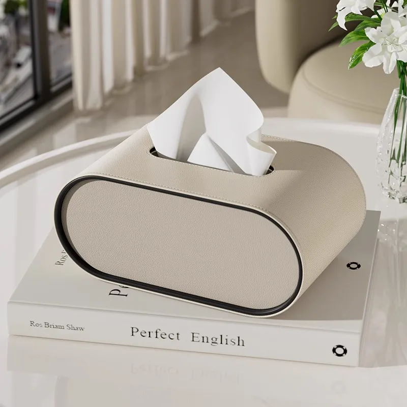 Leather tissue box, simple high-grade tissue box, light luxury tissue box suitable for living room, bathroom, office, hotel 2
