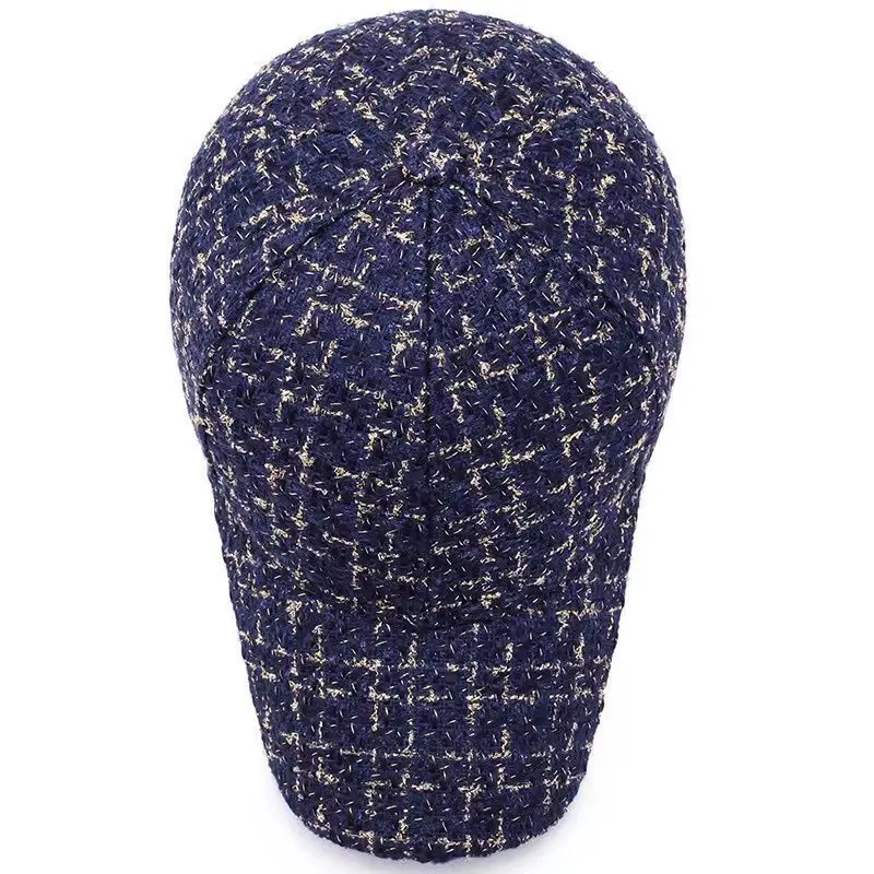 Autumn Winter Women Baseball Cap Fashion Gold Thread Tweed Snapback Caps Female Adjustable Outdoor Warm Sun Hat Elegant Dad Hats 4