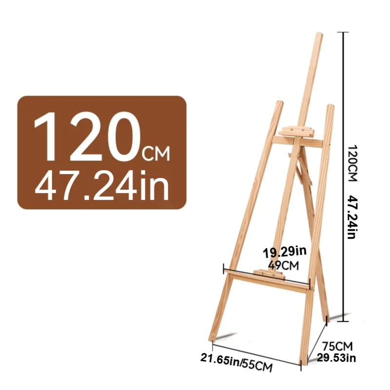 Art Huangpine wood easel, sketching, oil painting, children's easel, triangular back support, painting bracket