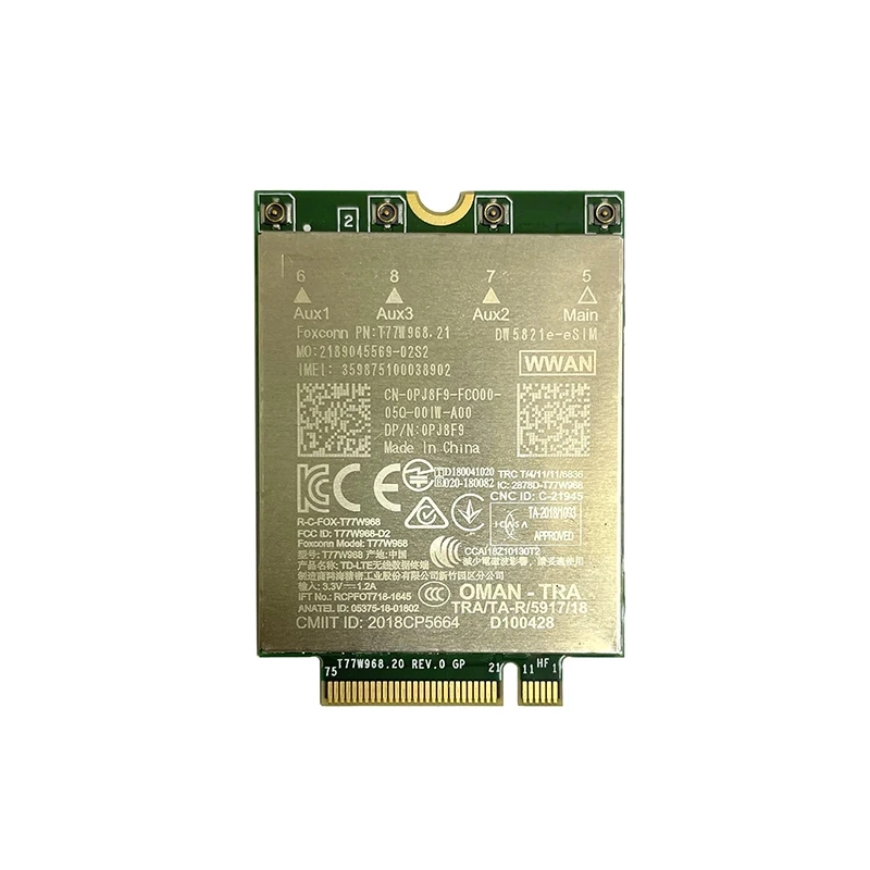 

Новинка T77W968 DW5821e eSIM LTE Cat16 4G M.2 модуль 1 Гбит/с стандартная фотография для ноутбука Dell 5420 5424 7424