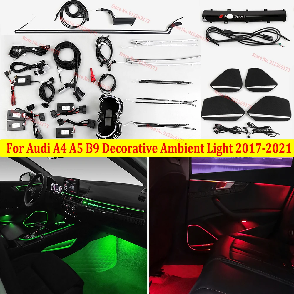 

For Audi A4 A5 B9 Decorative Ambient Light Dashboard instrument LED Atmosphere Lamp illuminated Strip 2017-2021 32 Colors