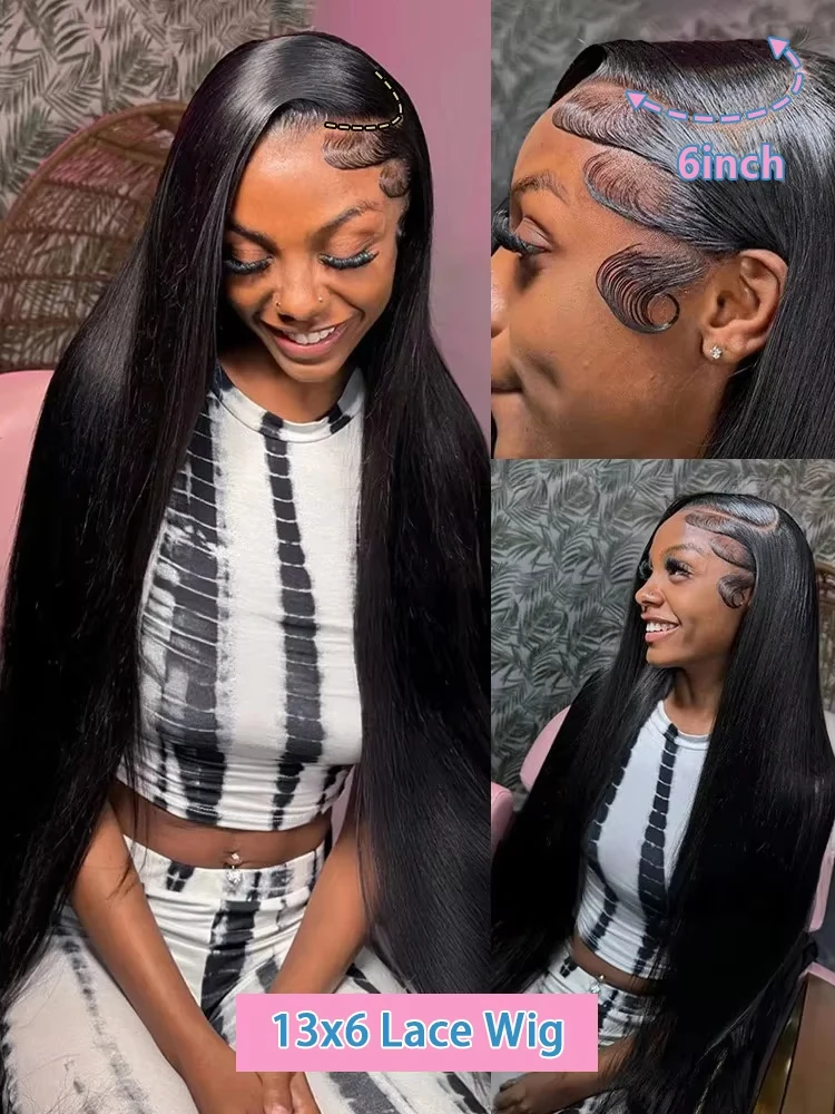 30 36 40 Inch 13x4 13x6 HD Transparent Bone Straight Lace Frontal Wigs 5x5 Glueless Wear and Go Human Hair Wig For Women