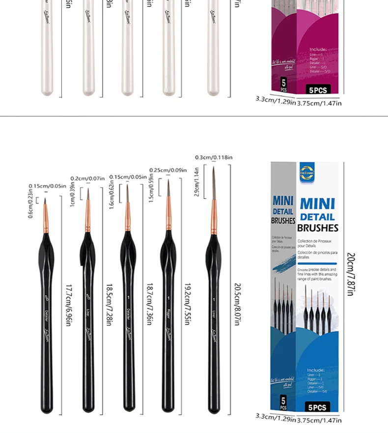 Ultrafeine Linienpinsel-Set für Acryl-Aquarellzeichnungen, Nylon-Hakenstift, feine Spitze, Ölgemälde-Werkzeug-Set – Detail 7