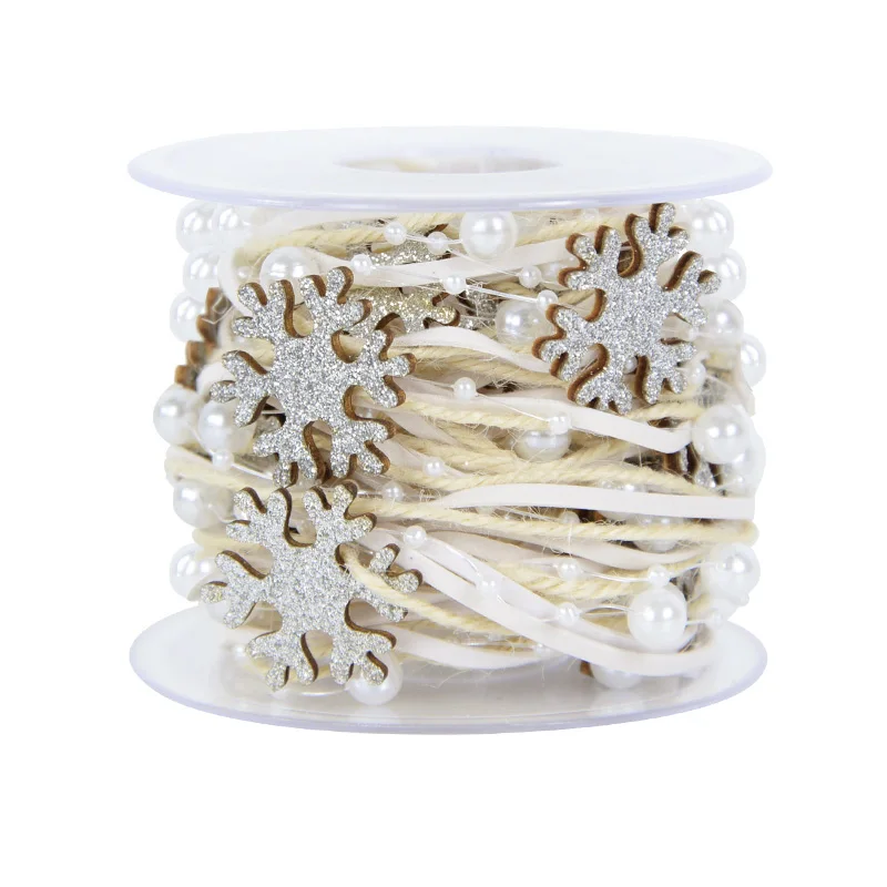 1/2M Christmas Ribbon Decoration Star Bead Chain Ribbon Xmas Tree Ornament DIY Christmas Gift Box Packaging 2026 New Year Natal