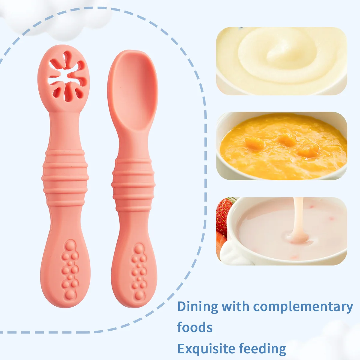 Baby Silicone Grinding Training Spoon Feeding Complementary Food Rice Paste Double Headed Soft Spoon Sticky Licking Rod BPA Free 3