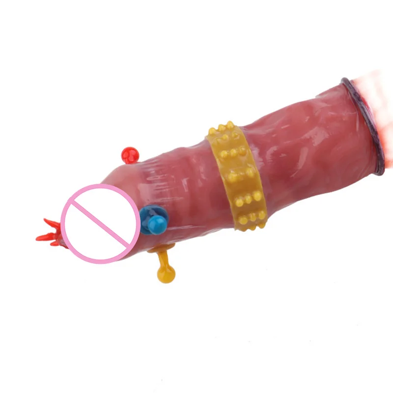 Extra Sensitive Condoms 6PCS Ribbed Dotted Spikes Penis Sleeve G Point Vaginal Stimulated Sex Toys Large Particles Sex Products 6