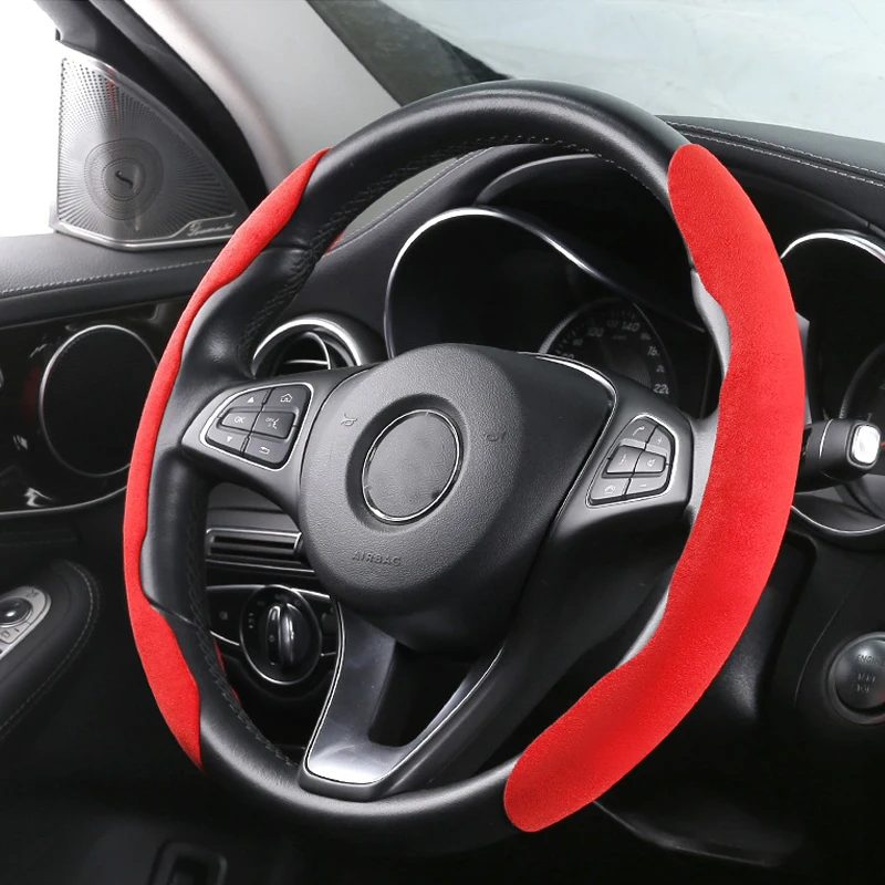Steering wheel cover Suede Universal 38CM Car Steering Wheel Booster Cover Non-Slip Auto Interior Steer Protector Decoration Accessories