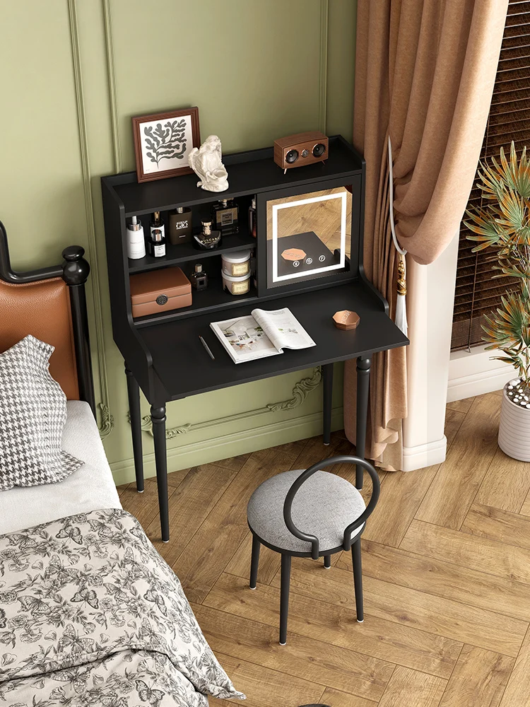 Dresser with LED mirror, vanity table, bedroom furniture, black vanity, multifunctional storage