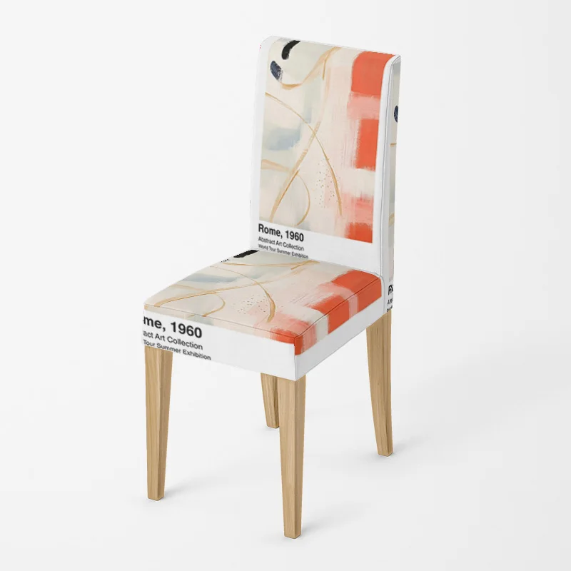Abstract Geometric Botanical Illustration Chair Cover Morandi Color ins Style Living Room Non-Slip Chair Cover 5