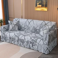 1/2/3/4 Seater Print Sofa Cover With Skirt Stretch Armchair Sofa Slipcover Elastic Chair Protector for Living Room 1