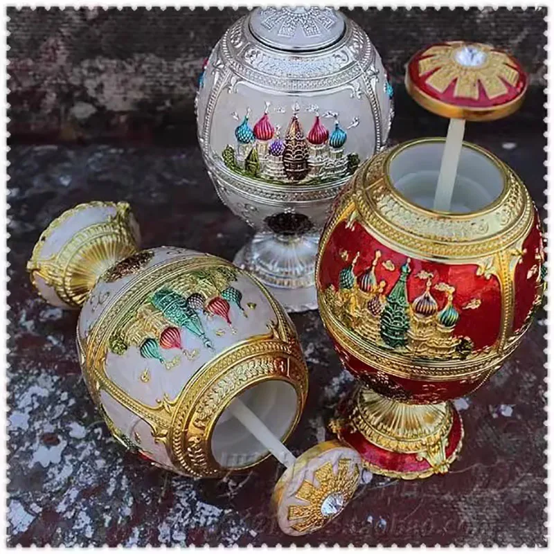 European Style Automatic Toothpick Box Decoration, Creative Gift, Toothpick Jar with Metal Egg Shaped Toothpick Barrel