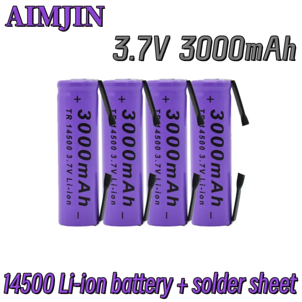 

3.7V 3000mAh lithium-ion battery TR 14500 rechargeable battery, welded nickel plate battery for LED flashlight