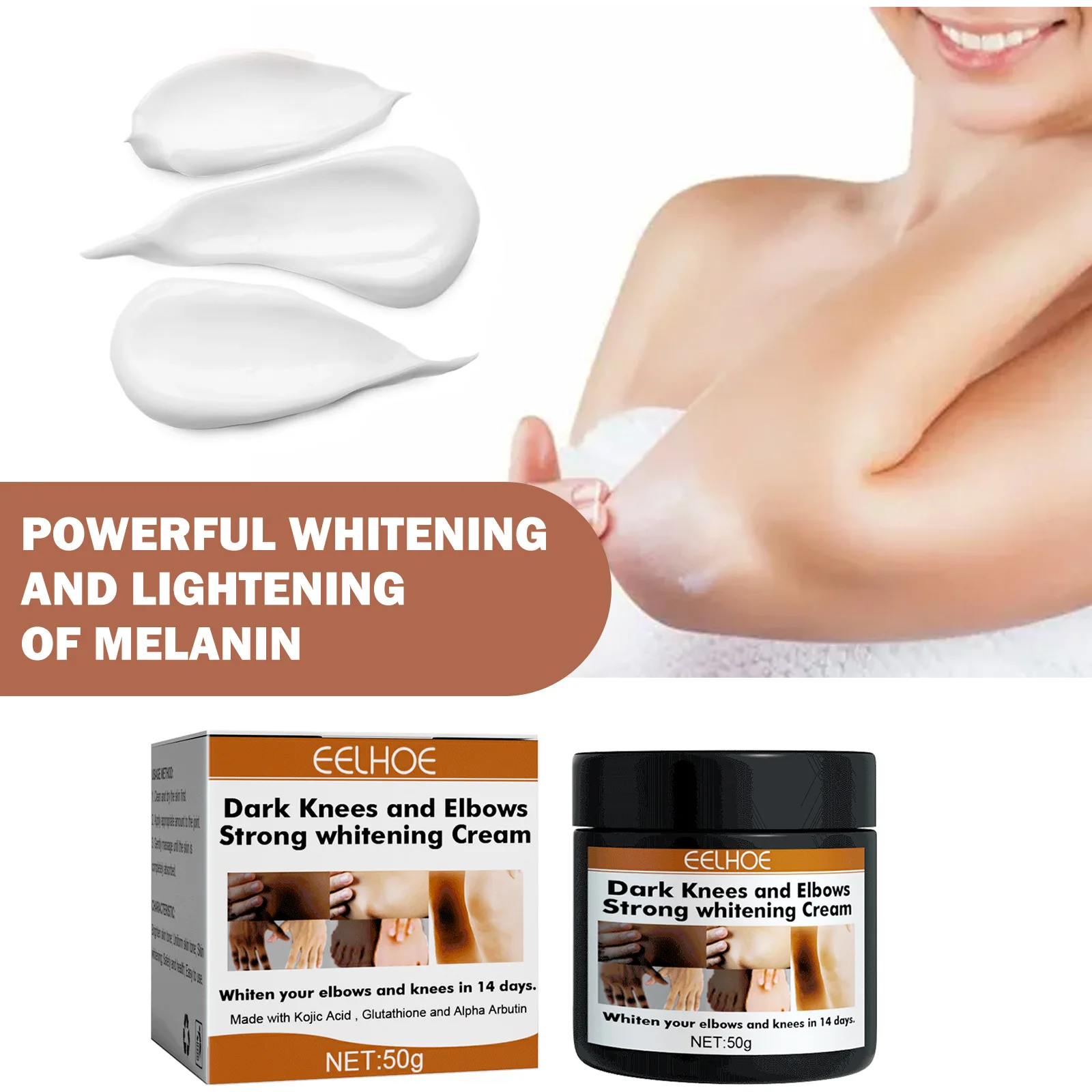 Dark Knuckle Wh-itening Cream Pigmentation Elbows Knees Brighten Moisturizing Blemish Fr-eckle Remover Skin Bleaching Cream 50g 3