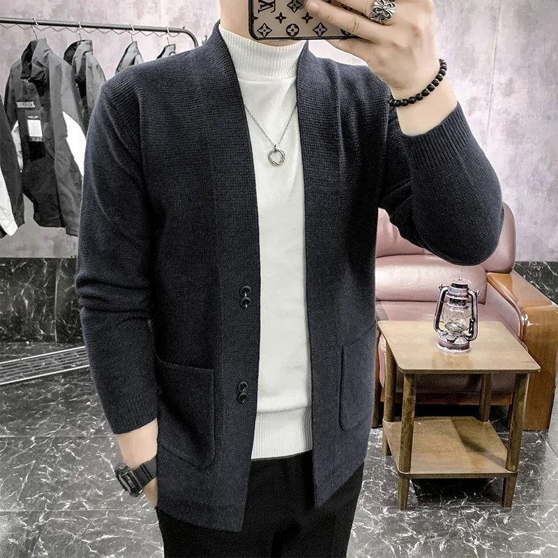 2024 Casual Sweater Letter Pure color Sweater Cardigan Men Designer Brand Fashion Pocket Knit Cardigan Sweater Jacket Men S-3XL