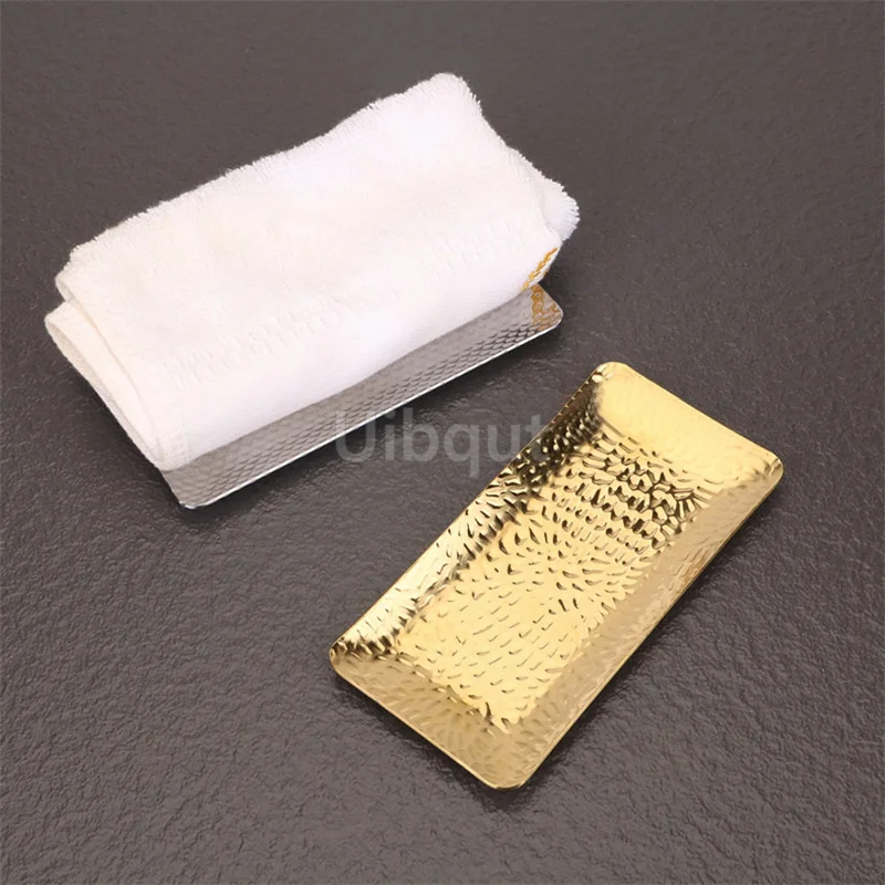 Hammered Exquisite Stainless Steel Serving small Tray Living Room Bedroom Kitchen Bathroom Jewelry Storage gold decorative tray 2
