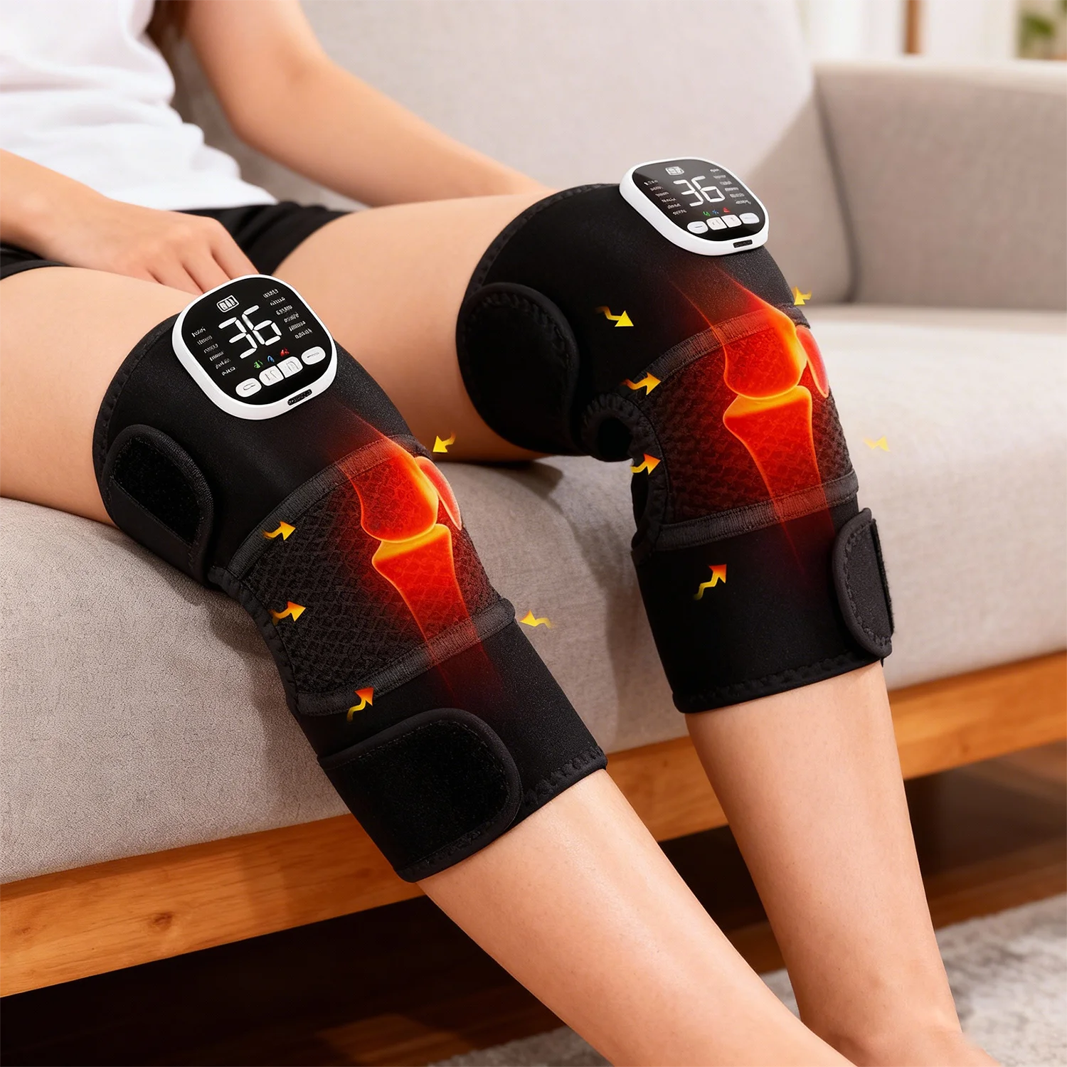 Wireless Electric Knee Massage Smart Heating Red Light Massage Therapy Ems Hot Compress Vibration Leg Massager Joints Relaxation