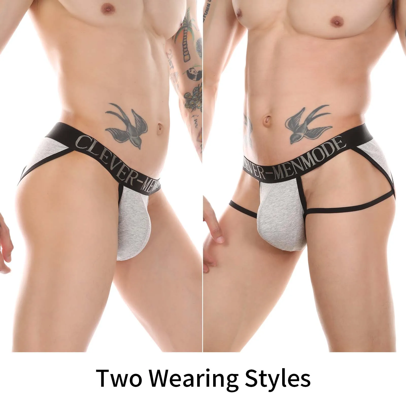 Mens Underwear CLEVER-MENMODE Sexy Underwear Men Briefs Open Butt Panties Backless Jockstrap String Underpants Erotic Penis Pouch Elastic