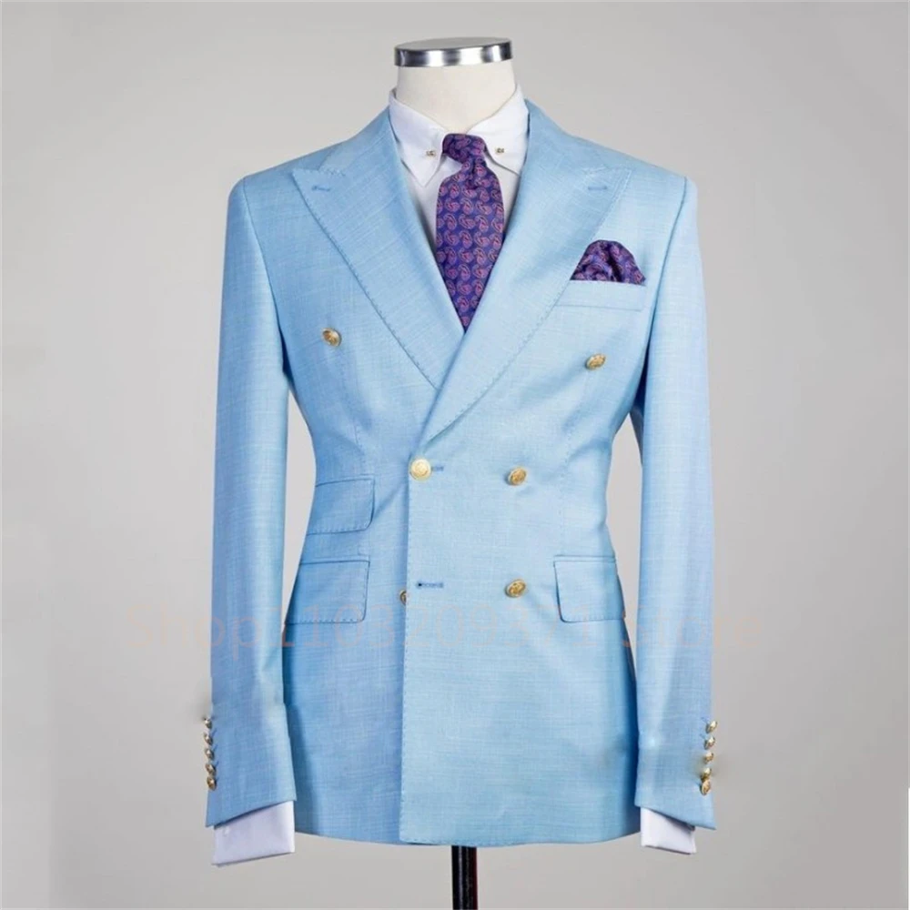 Fashion New Men's Casual Boutique Slim Double Breasted Solid Color Business Wedding Suit Blazers Dress Jacket Coat
