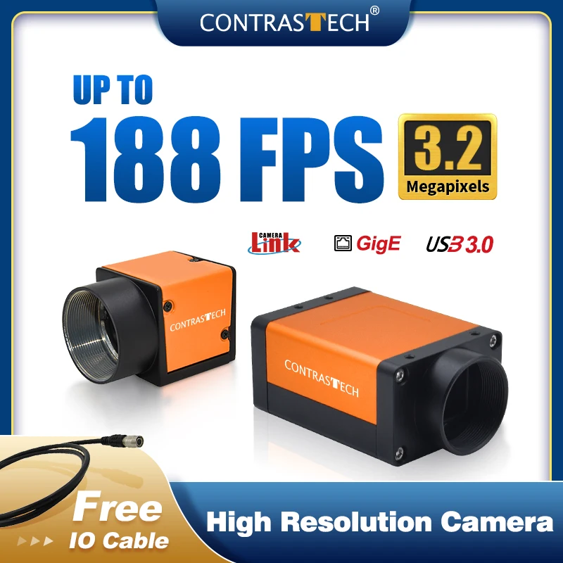 저렴한 고해상도 CMOS 글로벌 셔터, GigE CameraLink, USB3.0 Basler, 산업용 비전 카메라, 검사용, 3.2MP, 188fps