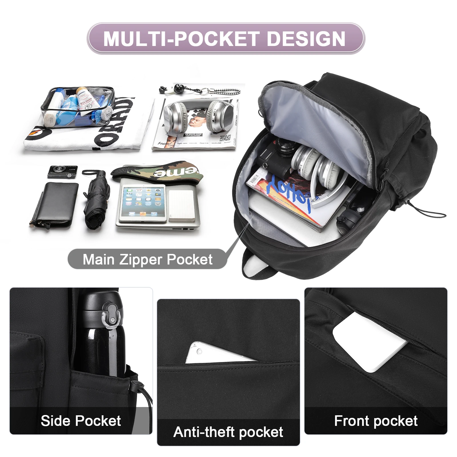 Backpack for School College Laptop Backpack Large Capacity Travel Outdoor Backpack Daypack Bookbag for Women(Excluding Pendant)