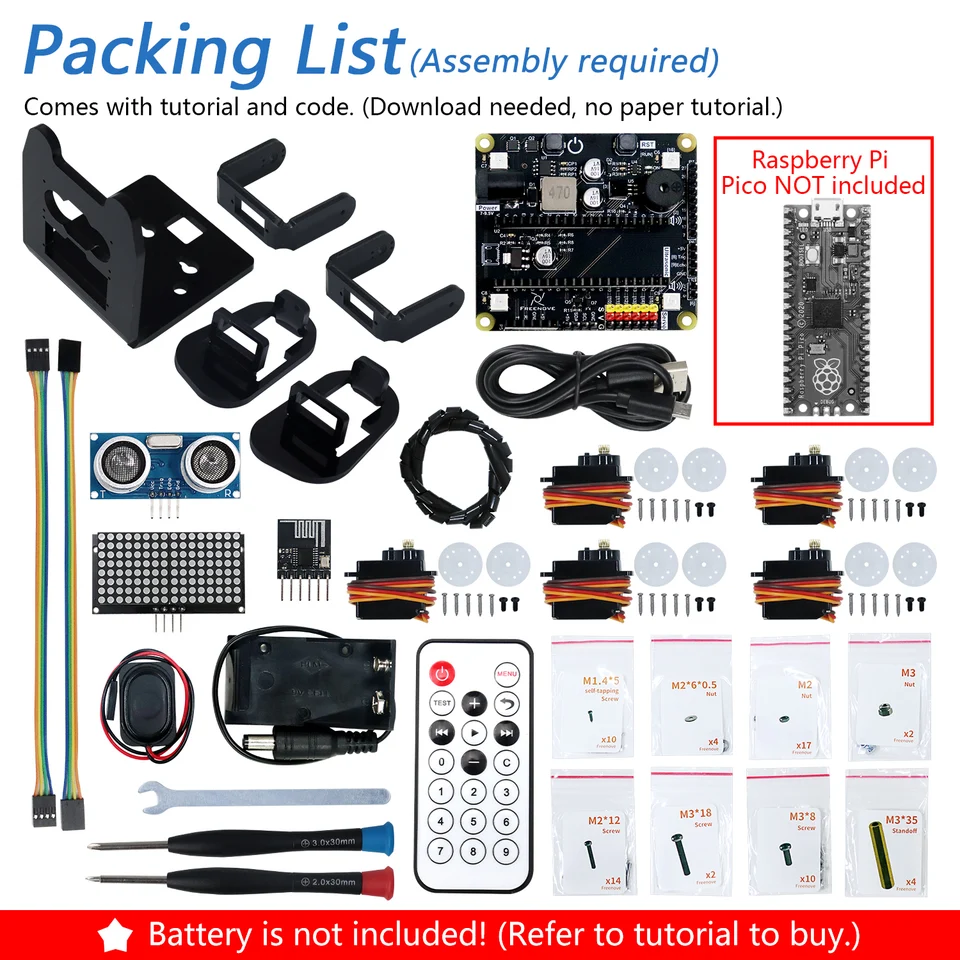 Freenove 四足歩行ロボットキット リモコン付き (Arduino IDE対応) アプリリモコン ウォーキング ハイハイ ツイスト サ