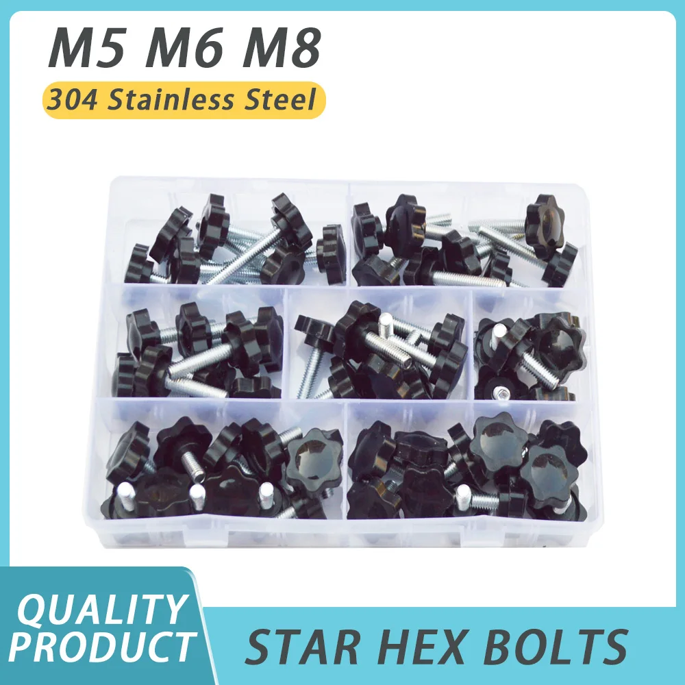 

304 Stainless Steel Plum Handle Screw Six-Lobe Handle Bakelite Hand Screw Bolt Knob High Temperature Resistance Torx Screws