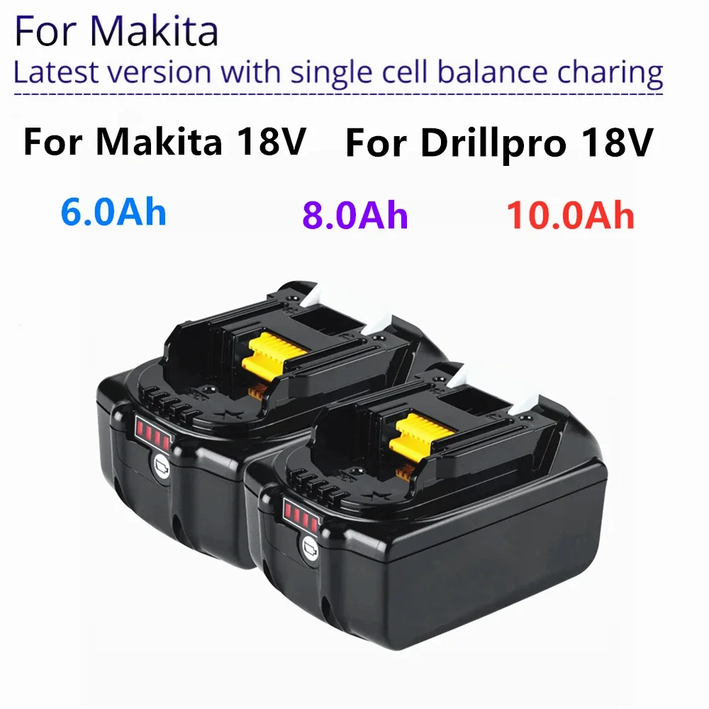 

18 V 6,0/8,0/10.0Ah Перезаряжаемые литий-ионные батареи для Makita Батарея Мощность инструменты 6000 мА/ч, 18 в замена BL1860 BL1850 6A 8A 10A