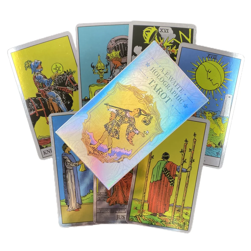 Tarot card deck 1 box classic rider with holographic flash cards for beginners and collectors