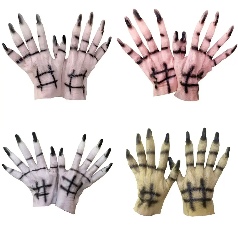 

Gothic Cosplay Gloves Cool Long Nails Punk Party Scary Props Rubber Mittens Festival