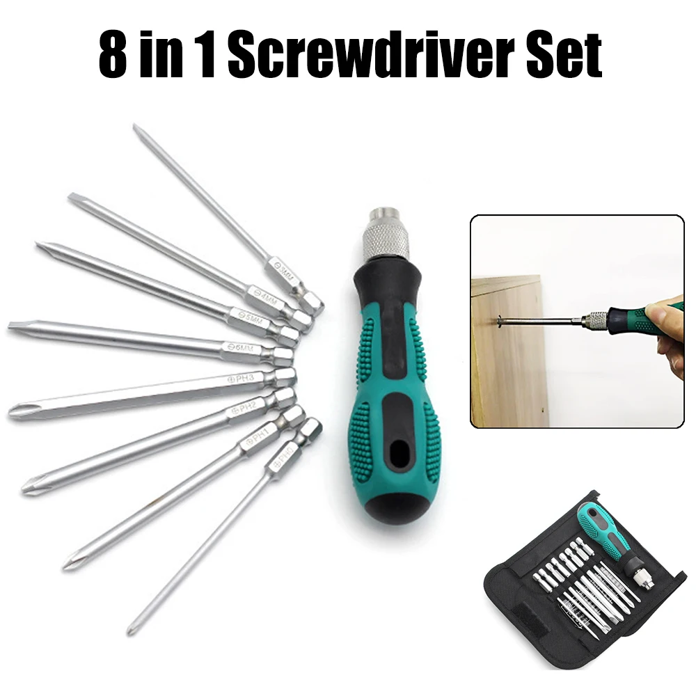 

12cm Slotted Phillips Screwdriver Set Precision 8 In 1 Magnetic Screw Driver Bits For Mobile Phone Repair Device Hand Tools