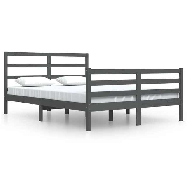 Estructura de cama de madera maciza de pino gris 160x200 cm