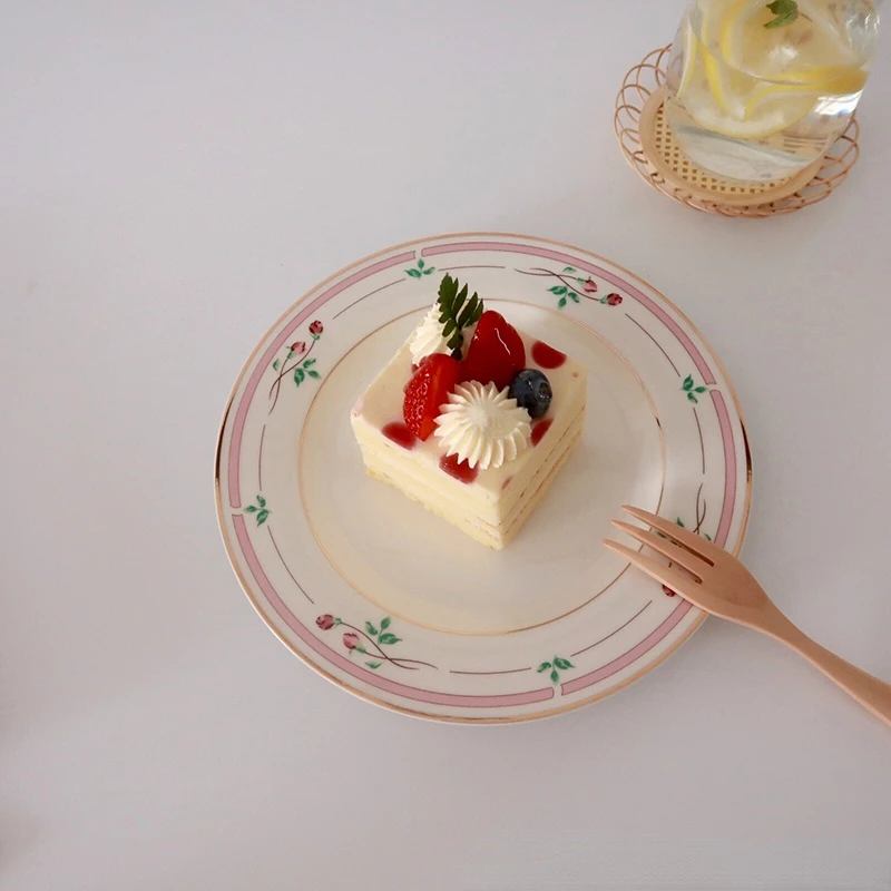 

French Retro Ceramic Pasta Plate, Yogurt Salad Dessert, Flora Dish